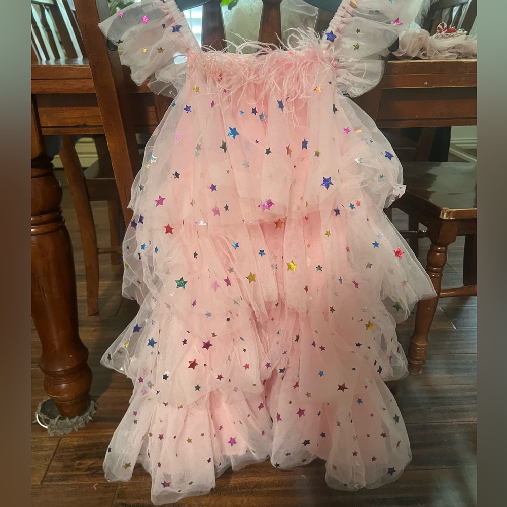 Feather rainbow stars Tulle dress